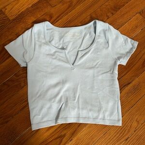 Baby blue Aeropostale cropped tee